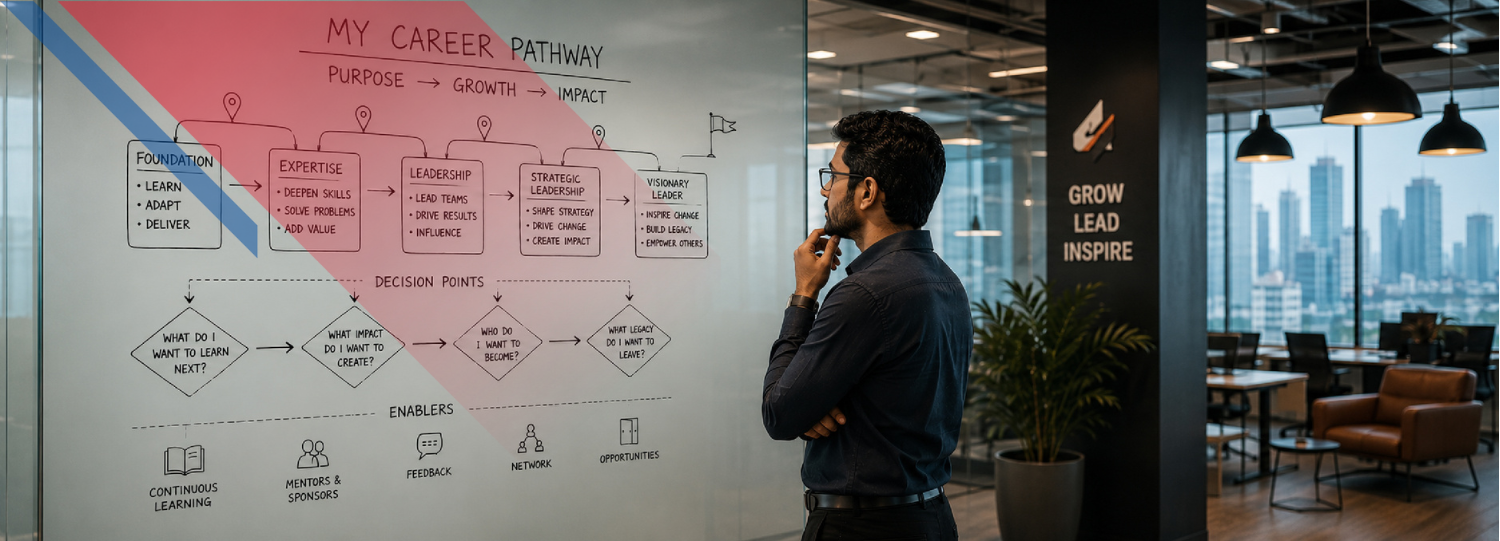 Talented employee reflecting on career growth, leadership, and workplace fit in a modern organization.