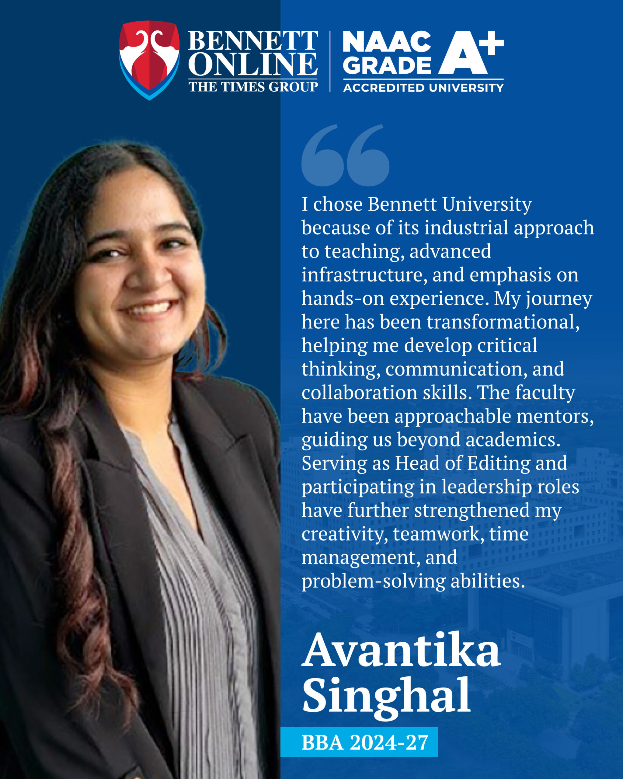 Bennett BBA - Testimonial - Avantika Singhal
