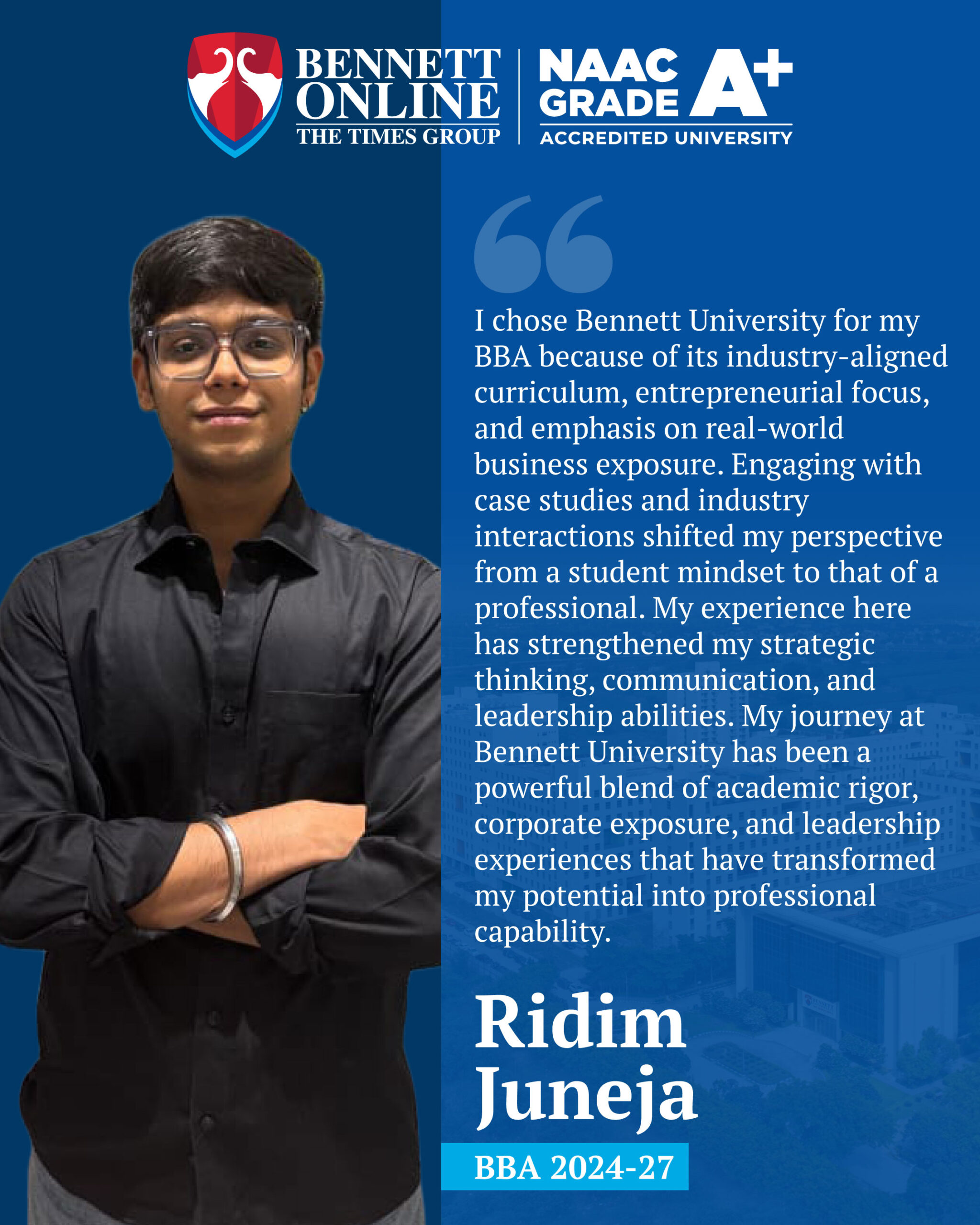 Bennett BBA - Testimonial - Ridim Juneja