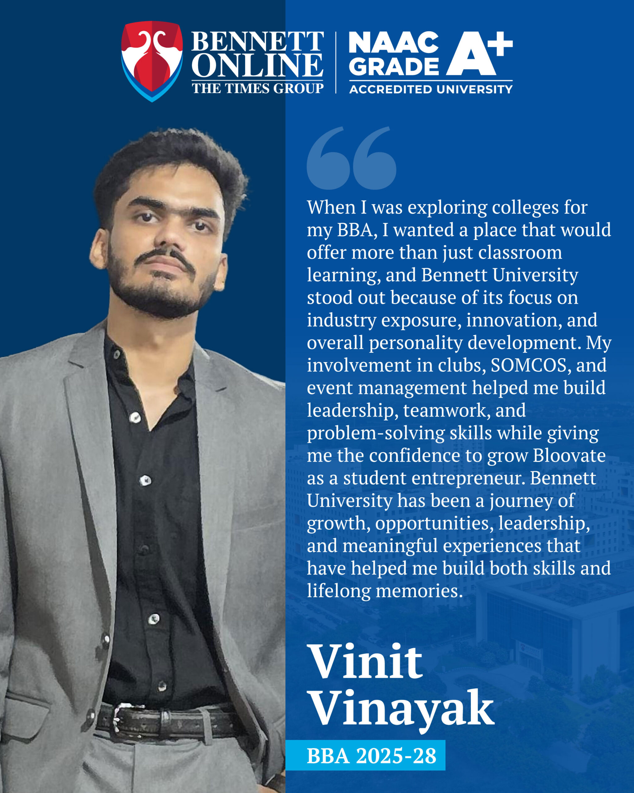 Bennett BBA - Testimonial - Vinit Vinayak